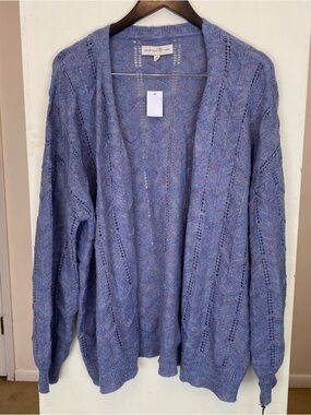 NWT Penelope Rose Open Front Cardigan Women’s XL Purple Multicolor Sweater
